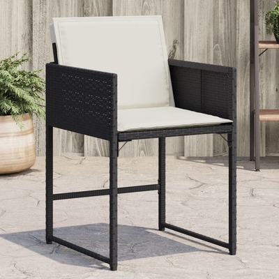 Garden Chairs with Cushions 4 pcs Poly Rattan Black