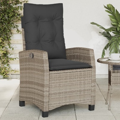 Reclining Garden Chair with Cushions Grey