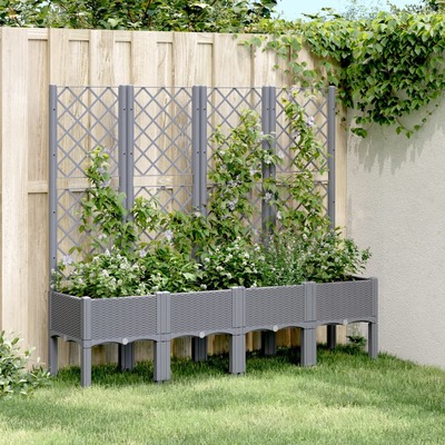 Garden Planter with Trellis Grey