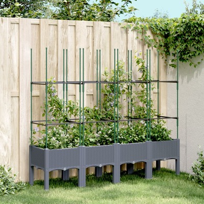 Garden Planter with Trellis Grey PP