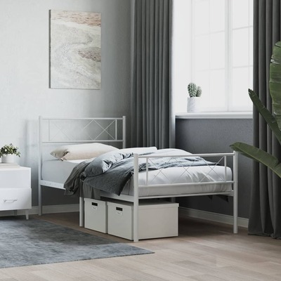 Contemporary Serenity: White Metal Bed Frame with Headboard King Single