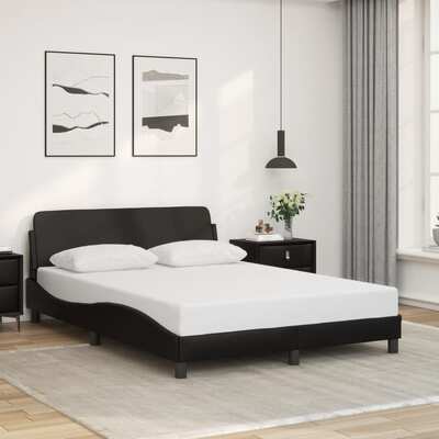 Bed Frame with Headboard Black Double Size