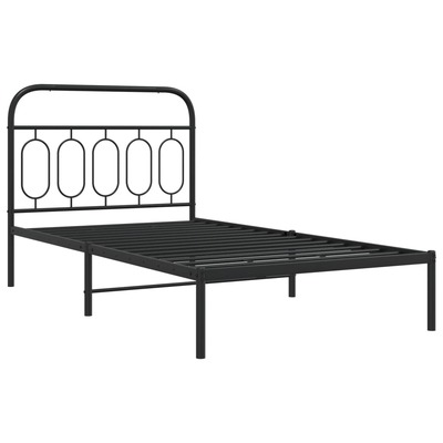 Stylish and Sturdy Black Metal Bed Frame with Headboard for King Single Size