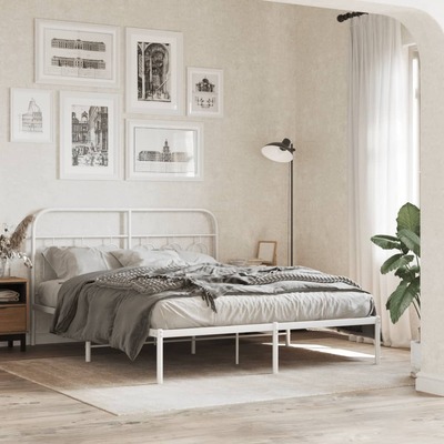 White Queen Metal Bed Frame with Headboard  Perfect for Modern Bedrooms