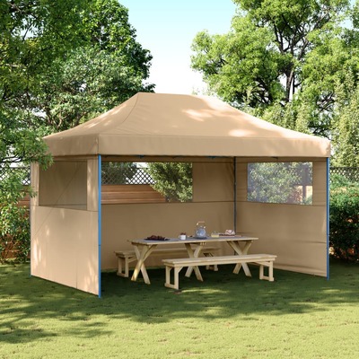 Foldable Party Tent Pop-Up with 3 Sidewalls - Beige