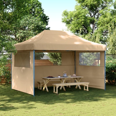 Foldable Party Tent Pop-Up-3 Sidewalls Beige