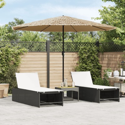 Elegant Brown Garden Parasol with Steel Pole  Stylish Shade 