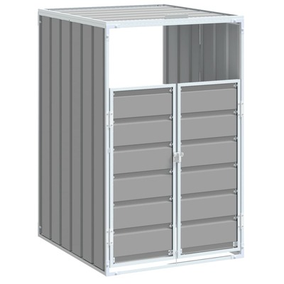 Wheelie Bin Storage for Single Bin Rubbish Trash Can Shed Grey Steel