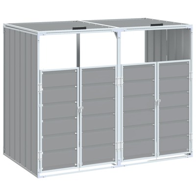 Wheelie Bin Storage for Double Bins Rubbish Trash Can Shed Grey Steel - Versatile and Stylish