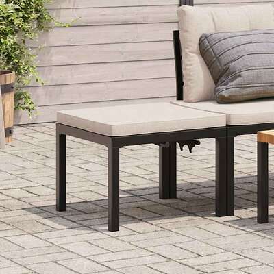 Modern Garden Stool with Cushioned Seat: Black Powder-Coated Steel Excellence