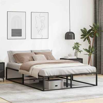 Durable Black Double Metal Bed Frame Without Mattress for Ultimate Comfort