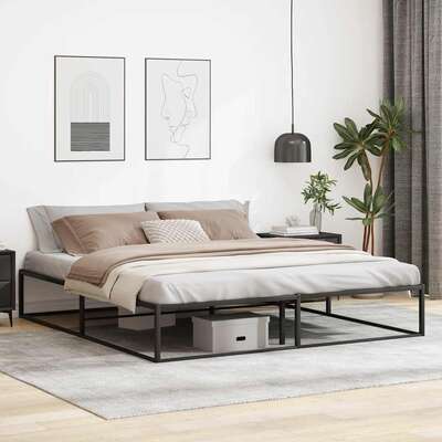 Strong and Stylish Black King Metal Bed Frame Without Mattress