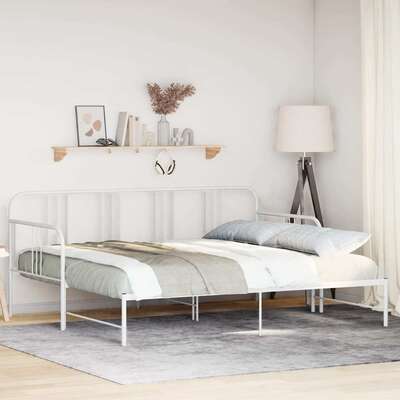 Daybed with Trundle without Mattress White Single Metal - Durable