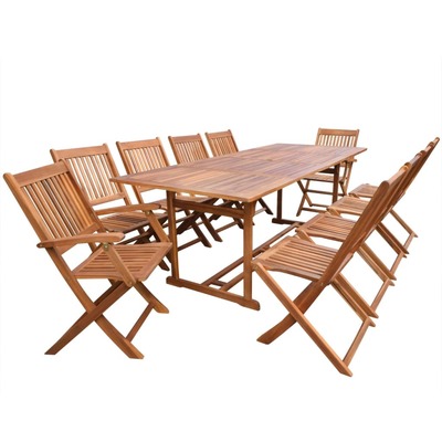 11 Piece Outdoor Dining Set Solid Acacia Wood