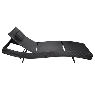 Sun Lounger Poly Rattan Black