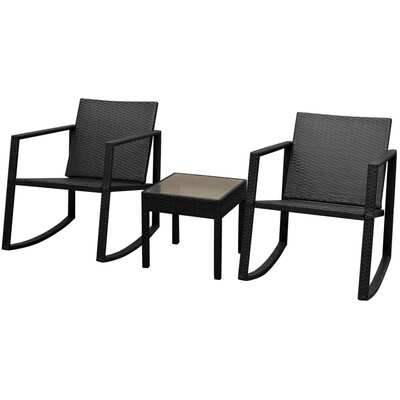 3 Piece Bistro Set Poly Rattan Black