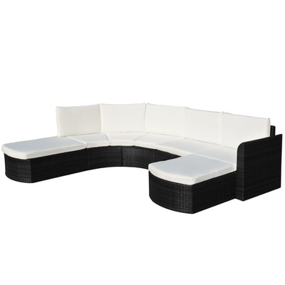 4 Piece Garden Lounge Set with Cushions Poly Rattan Black