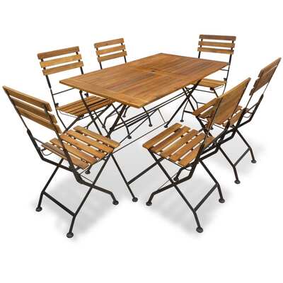 7 Piece Folding Outdoor Dining Set Solid Acacia Wood