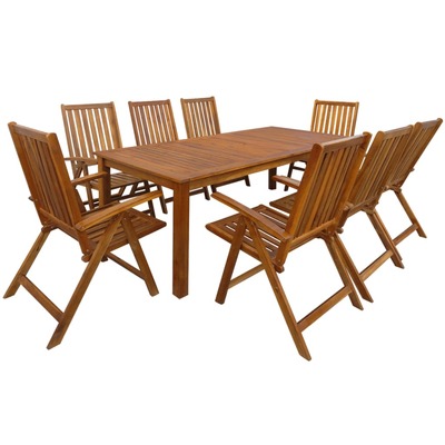 9 Piece Outdoor Dining Set Solid Acacia Wood