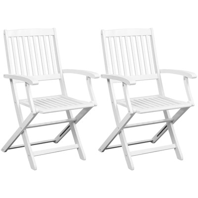 Dining Chairs 2 pcs White Solid Acacia Wood