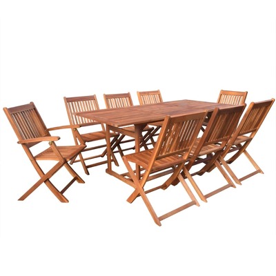 9 Piece Outdoor Dining Set Solid Acacia Wood