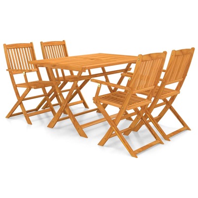 5 Piece Folding Outdoor Dining Set Solid Acacia Wood