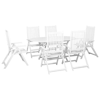 7 Piece Outdoor Dining Set Solid Acacia Wood White