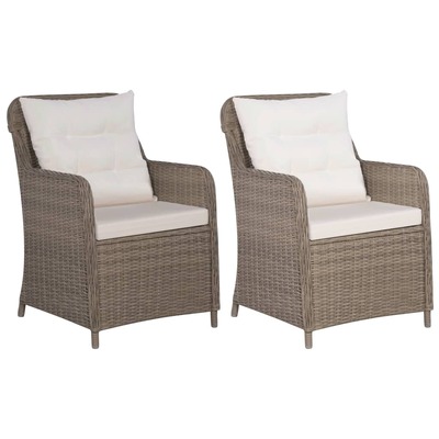 Outdoor Chairs with Cushions 2 pcs Poly Rattan Brown