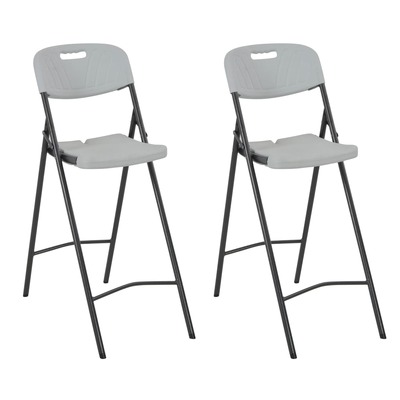 Folding Bar Chairs 2 pcs HDPE and Steel White