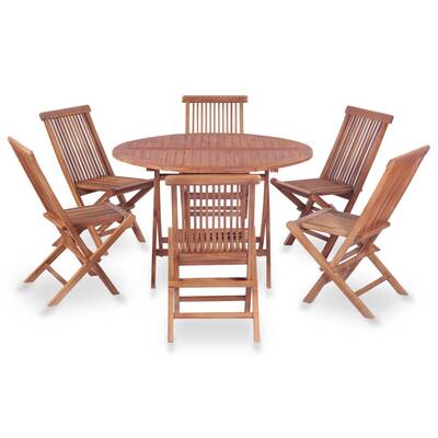 7 Piece Outdoor Dining Set Solid Teak Wood