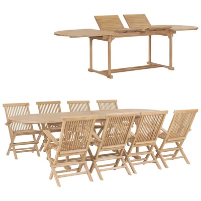 9 Piece Garden Dining Set  Solid Teak Wood