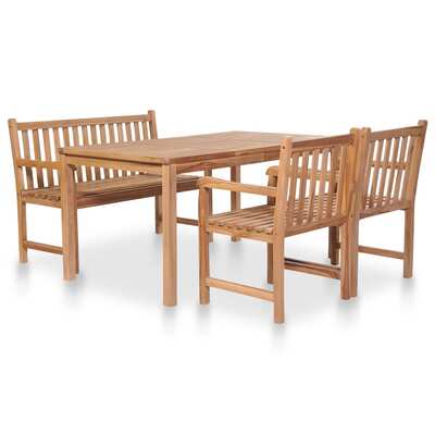 4 Piece Outdoor Dining Set Solid Teak Wood