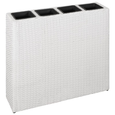 Planter with 4 Pots Poly Rattan White