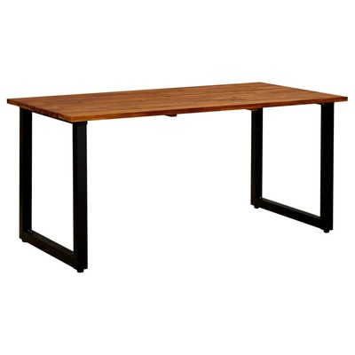 Garden Table with U-shaped Legs 160x80x75 cm Solid Acacia Wood