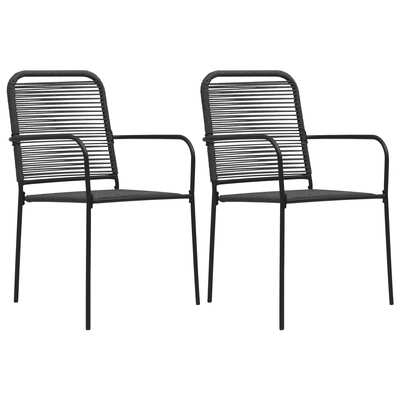 Garden Chairs 2 pcs Cotton Rope and Steel Black