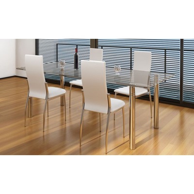 Dining Chairs 4 pcs White Leather