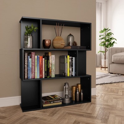 Book Cabinet/Room Divider Black Chipboard