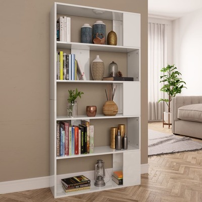 Book Cabinet/Room Divider  High Gloss White Chipboard