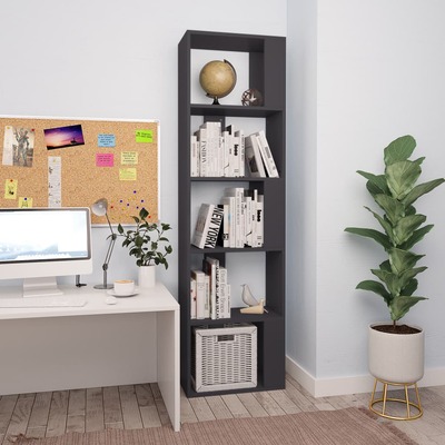 Book Cabinet Room Divider Grey Chipboard