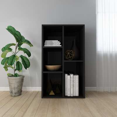 Book Cabinet/Sideboard High  Gloss Black Chipboard