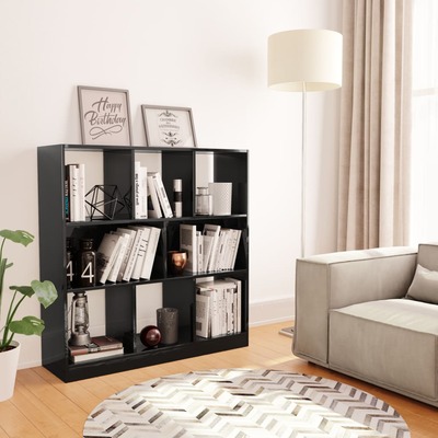 Book Cabinet High Gloss Black  Chipboard