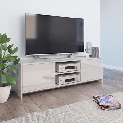 TV Cabinet High Gloss White - Chipboard