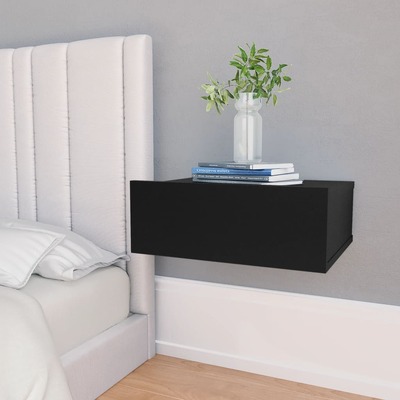 Floating Nightstands 2 pcs Black Chipboard