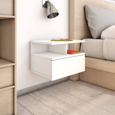 Floating Nightstands 2 pcs White Chipboard