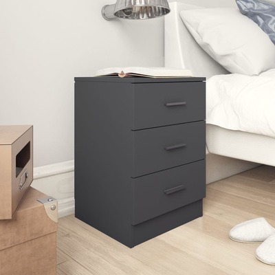 Bedside Cabinet High Gloss  Grey Chipboard