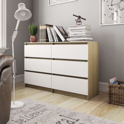 Sideboard White and Sonoma Oak Chipboard