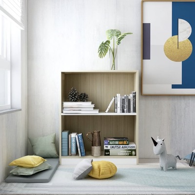 Bookshelf White and Sonoma Oak 60x24x74.5 cm Chipboard