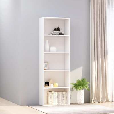 5-Tier Book Cabinet White - Chipboard