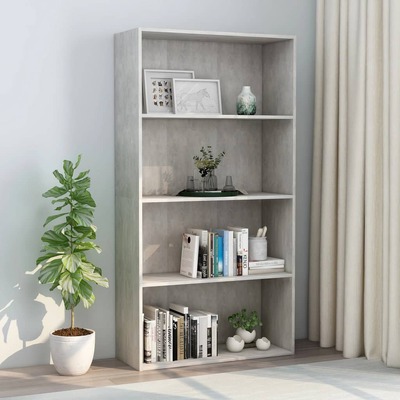 4-Tier Book Cabinet Concrete Grey 80x30x151.5 cm Chipboard