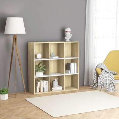 Book Cabinet White and Sonoma Oak 98x30x98 cm Chipboard